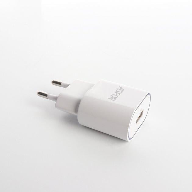 Зарядний пристрій мережевий Aspor A818 2,1A iQ з USB-кабелем Micro Білий (1858272809)