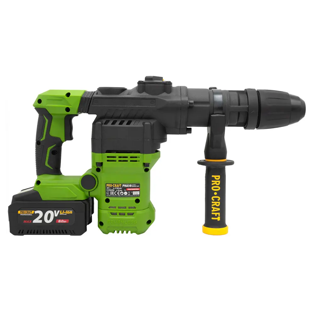 Перфоратор аккумуляторный ProCraft PHA-50 50V с 1 АКБ и кейсом - фото 3 Перфоратор аккумуляторный ProCraft PHA-50 50V с 1 АКБ и кейсом - фото 3