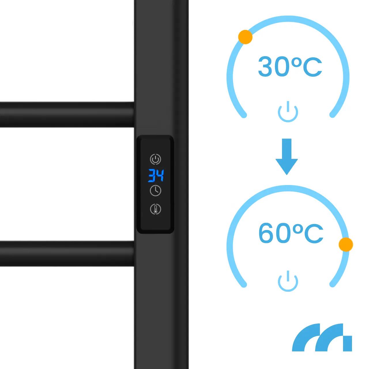 Електрична рушникосушка Maltec з термостатом і таймером 2в1 200W Black (BH200W) - фото 7