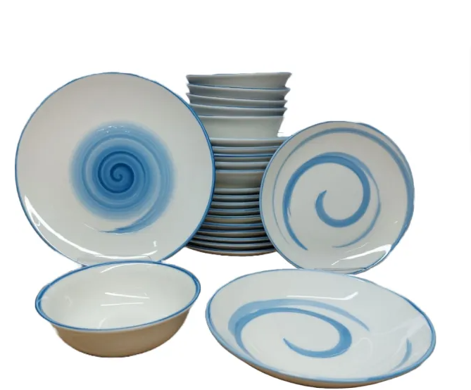 Сервиз столовый OMS TULU фарфор 6 персон 24 шт. волна Белый с голубым (KL24-Briz) - фото 2 Сервиз столовый OMS TULU фарфор 6 персон 24 шт. волна Белый с голубым (KL24-Briz) - фото 2