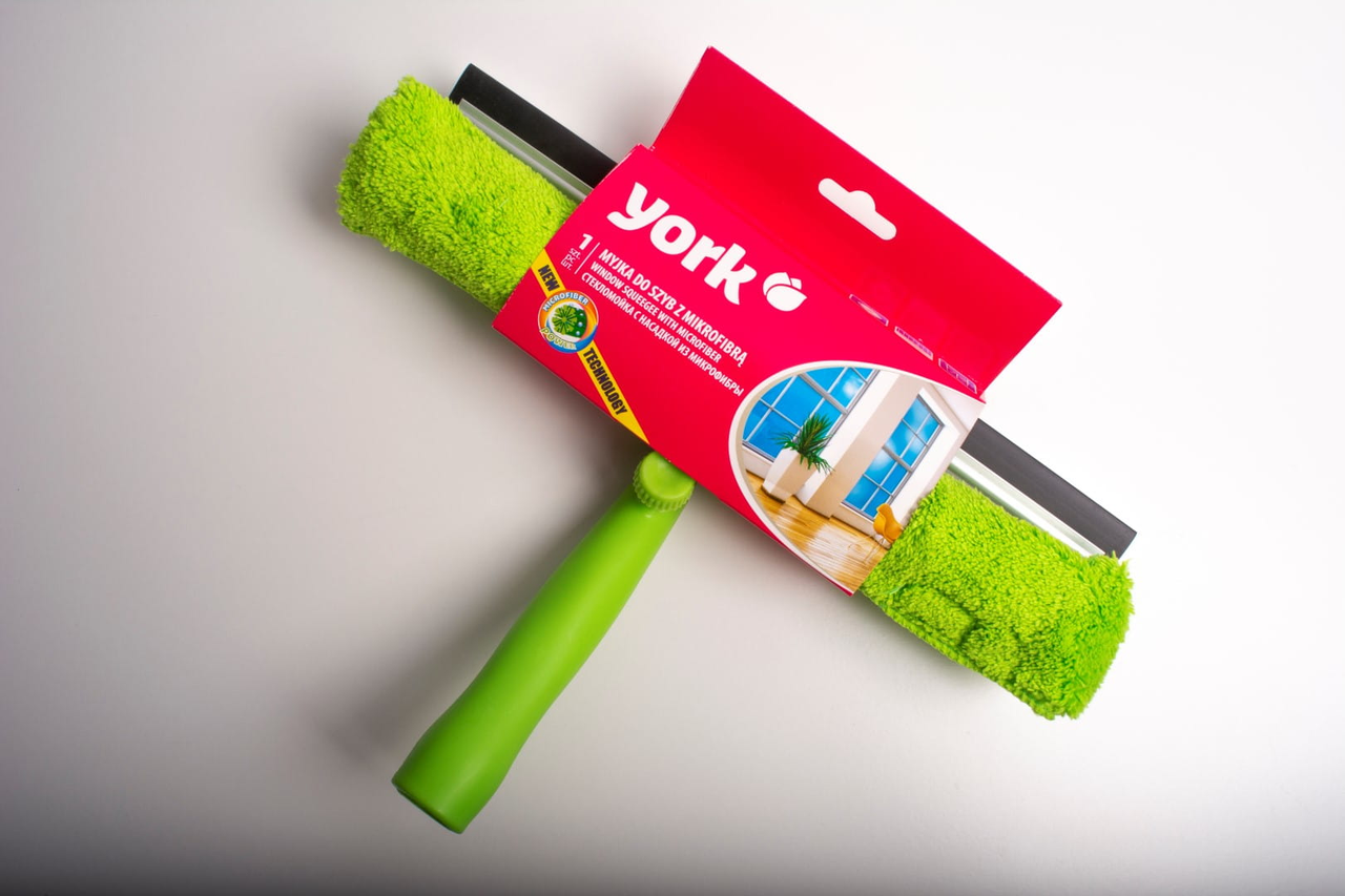 Швабра для вікон та згону води York з мікрофіброю 32 см Салатовий