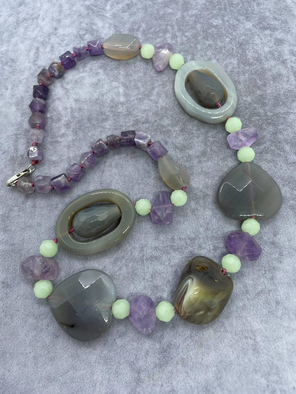 Бусы аметист агат 50 см Фиолетовый (1361)