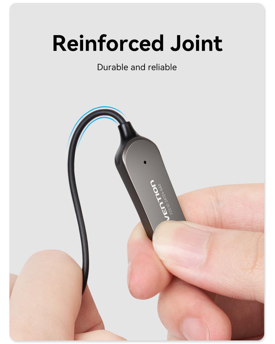 Адаптер Vention Bluetooth 5.0 приемник USB-3,5 мм minijack с микрофоном HiFi AUX Черный (NAGHG) - фото 12