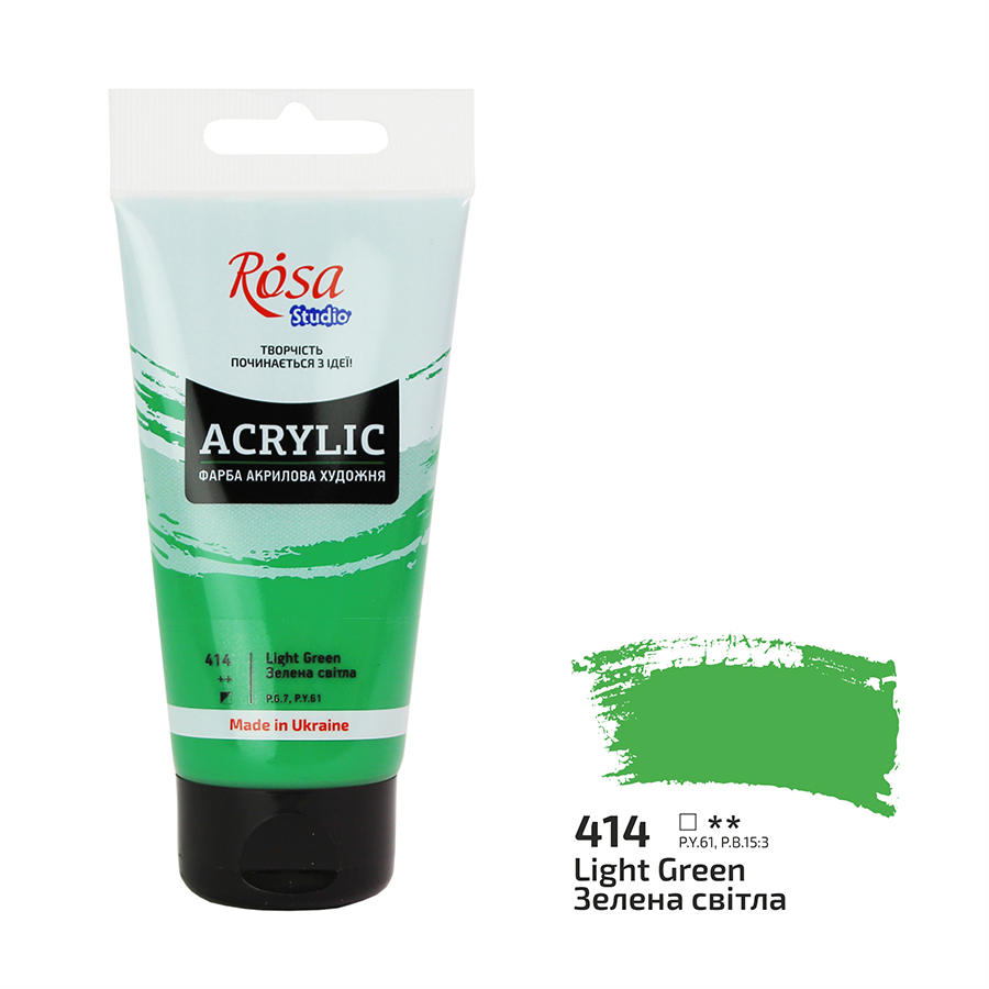 Акриловая краска ROSA Studio 32241414 3 шт. 75 мл Светло-зеленый/414 (4823098511069) - фото 1 Акриловая краска ROSA Studio 32241414 3 шт. 75 мл Светло-зеленый/414 (4823098511069) - фото 1