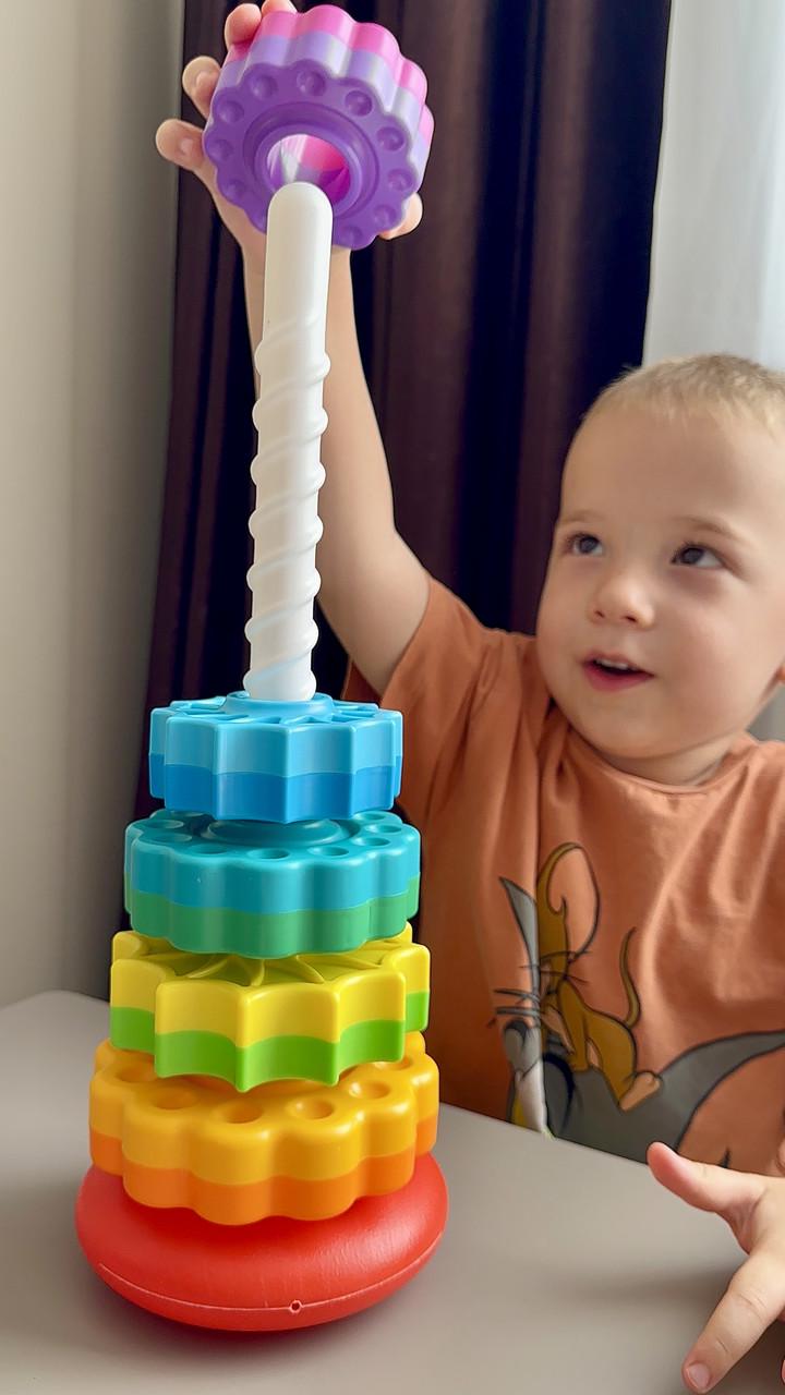 Сортер-пірамідка Веселий Гіроскутер із зубчастими дисками (128) - фото 9