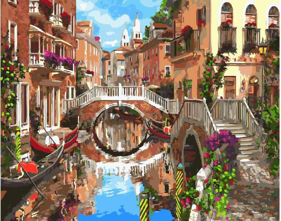 Картина по номерам Brushme Мостик через канал 40x50 см (BRM23161) Картина по номерам Brushme Мостик через канал 40x50 см (BRM23161)