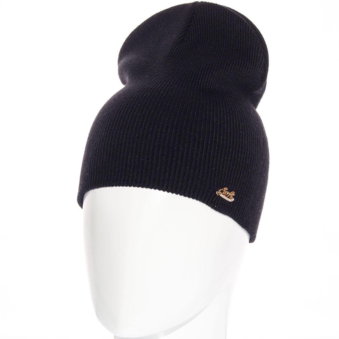 Шапка Sofi SF21104 без відвороту тонкого в'язання подвійна L р. 57-58 Чорний