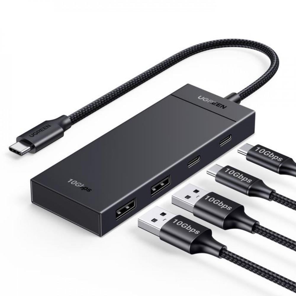 Концентратор 4 in 1 Ugreen CM806 10Gbps Adapter with 2xUSB-C 3.2 and 2xUSB-A 3.2 Black (35583) - фото 3 Концентратор 4 in 1 Ugreen CM806 10Gbps Adapter with 2xUSB-C 3.2 and 2xUSB-A 3.2 Black (35583) - фото 3