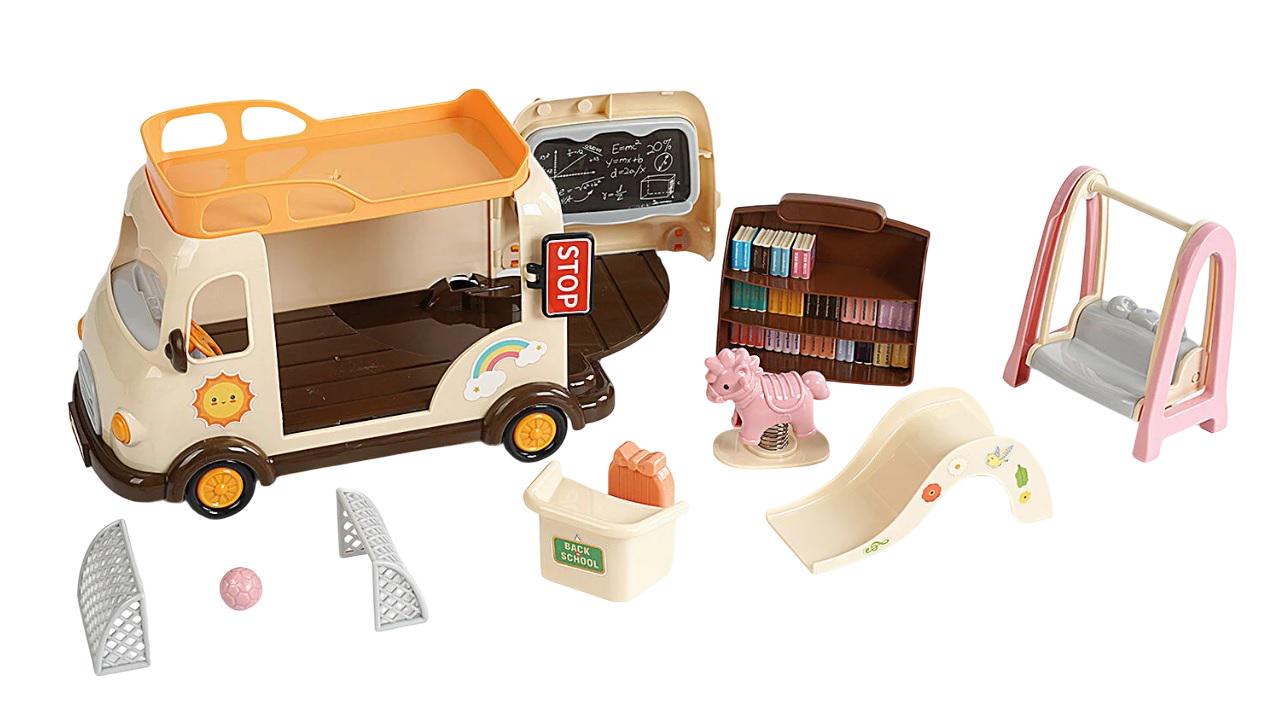 Игрушечный автобус Школа Stomle Family аксессуары/мебель Beige/Brown (150928)