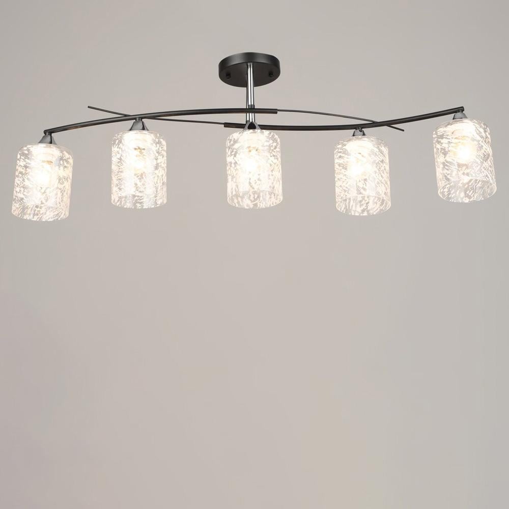 Люстра потолочная Light House SRS-20633/5 BK+CH плафоны белый/прозрачный Черный/Хром