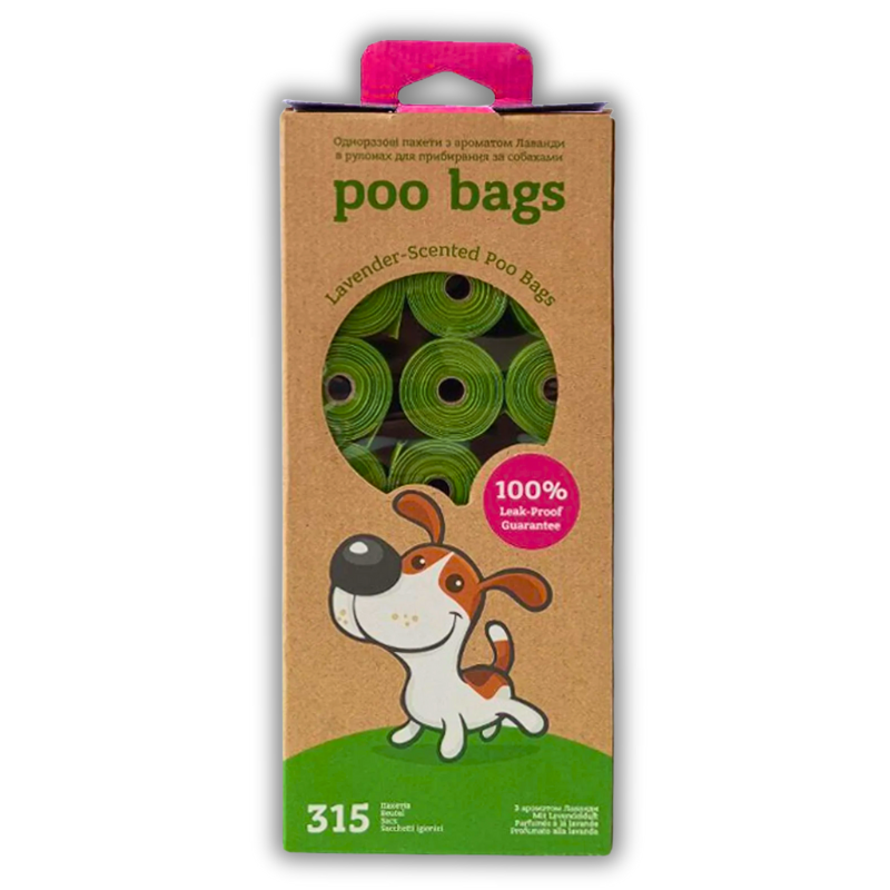Пакеты одноразовые для уборки за животными Poo Bags с ароматом лаванды 315 шт. (20220200)
