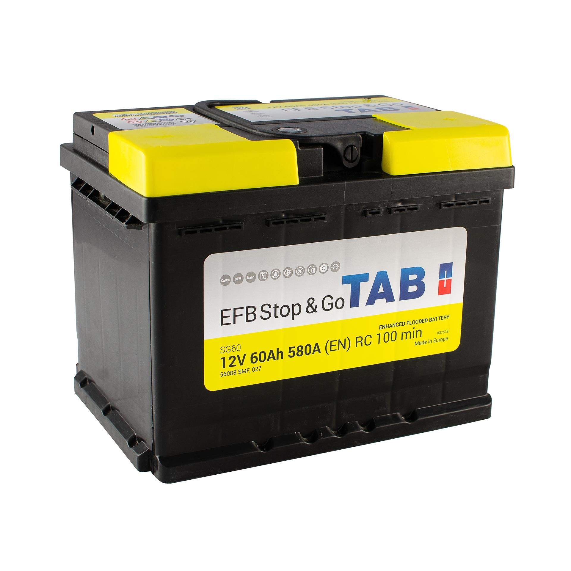 Аккумулятор TAB EFB 60 Ah/12V 0 плюс справа