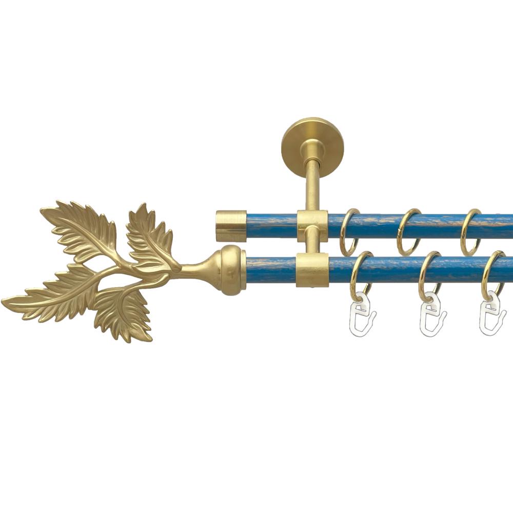 Карниз Orvit Папороть металевий дворядний закритий гладка труба кільце металеве Матове - Блакить 16/16 мм 240 см Золото (00-00025086)