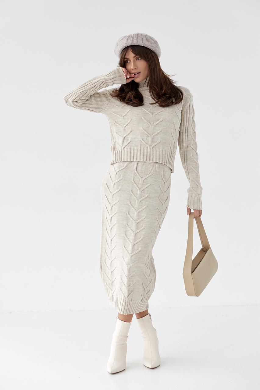 Костюм юбка и кофта M Бежевый (9528068)