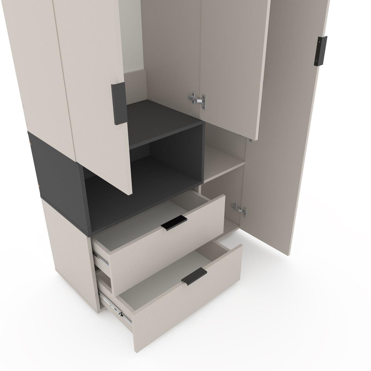 Шкаф Metkas Home A002L ЛДСП 1000x420x2300 мм Кашемир/Антрацитовый - фото 3 Шкаф Metkas Home A002L ЛДСП 1000x420x2300 мм Кашемир/Антрацитовый - фото 3