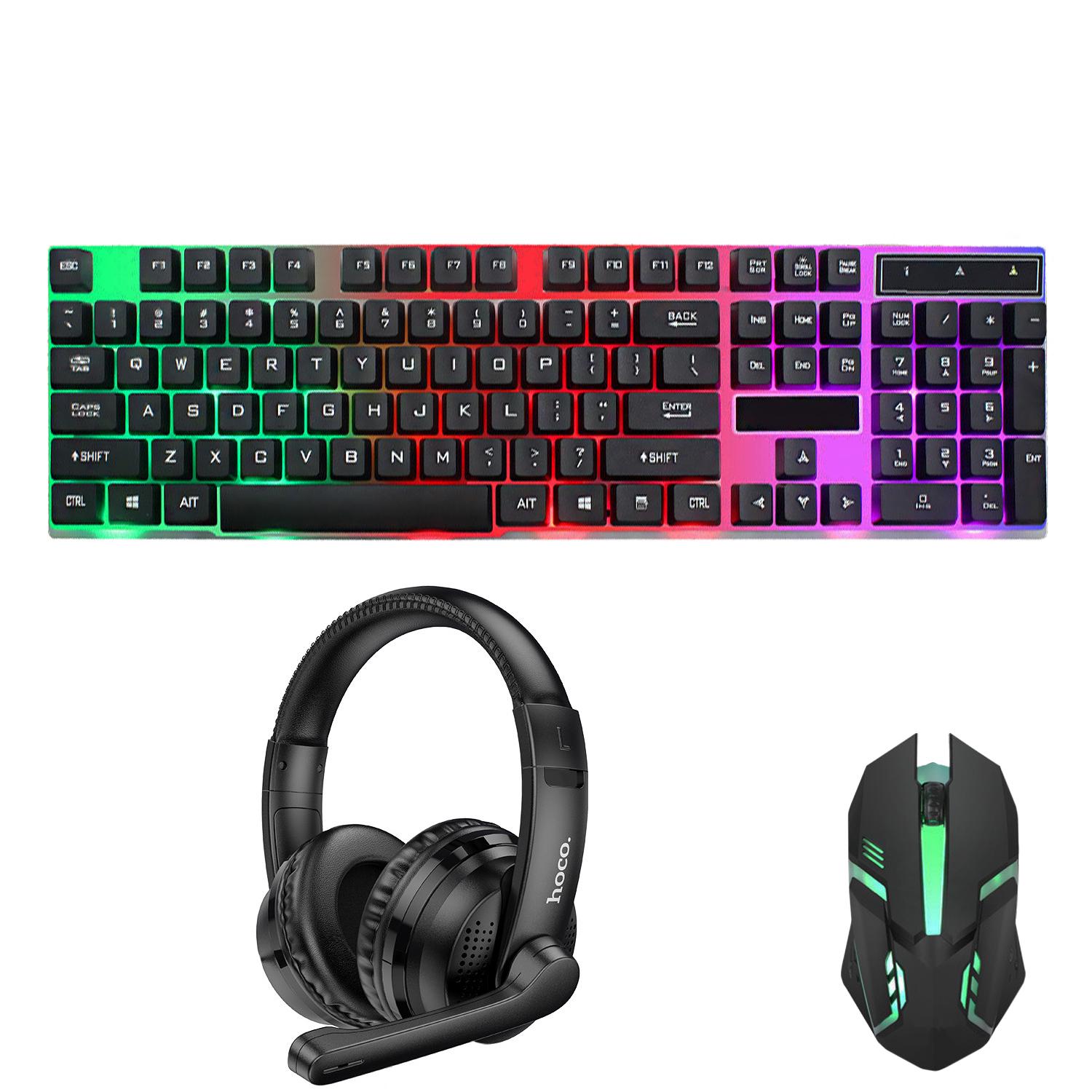 Комплект клавиатура и мышь Game Suit 288KT с RGB подсветкой/наушниками
