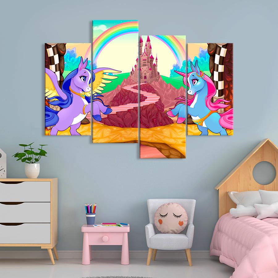 Картина в детскую комнату Единорог с пегасом из сказки 149x106 см (A1447-4)