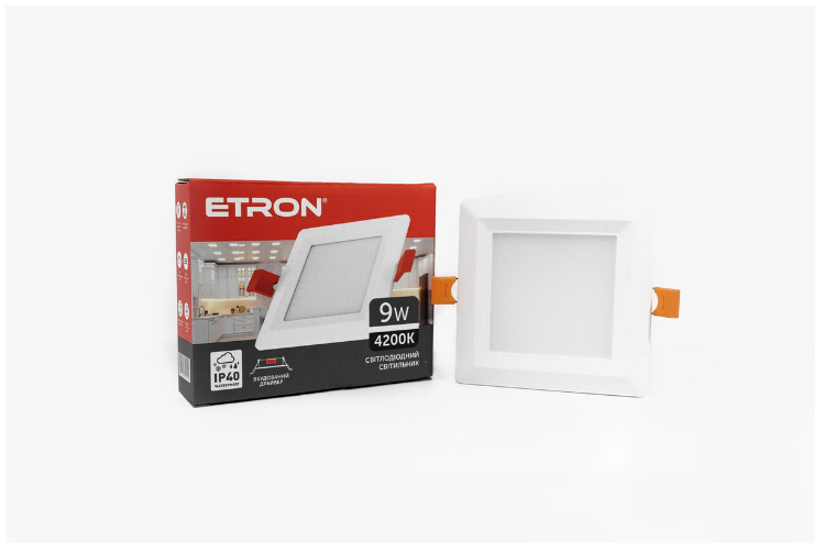 Светодиодный светильник ETRON 9W 4200K Ир40 квадрат (25028553)