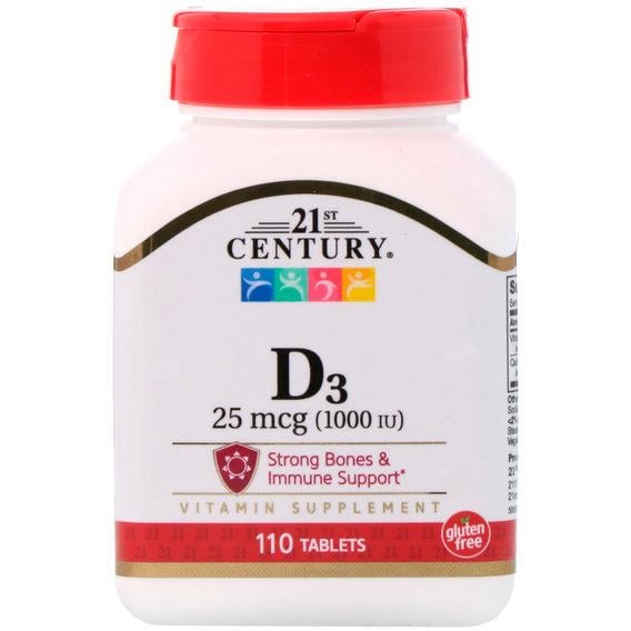 Витамин D 21st Century Vitamin D3 High Potency 1000 IU 110 табл. (23712864)