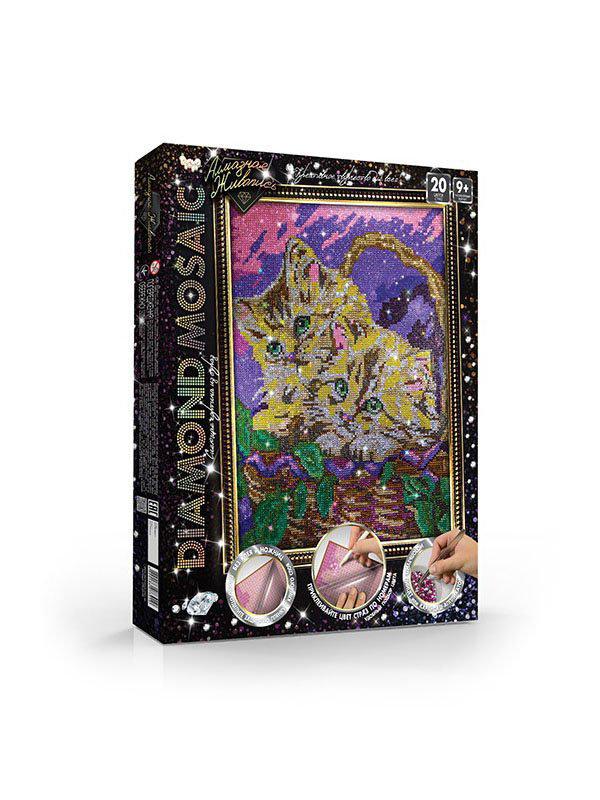 Алмазная мозаика Danko Toys Diamond mosaic Животные Котята в корзинке 30х40 см (DM-01-10)