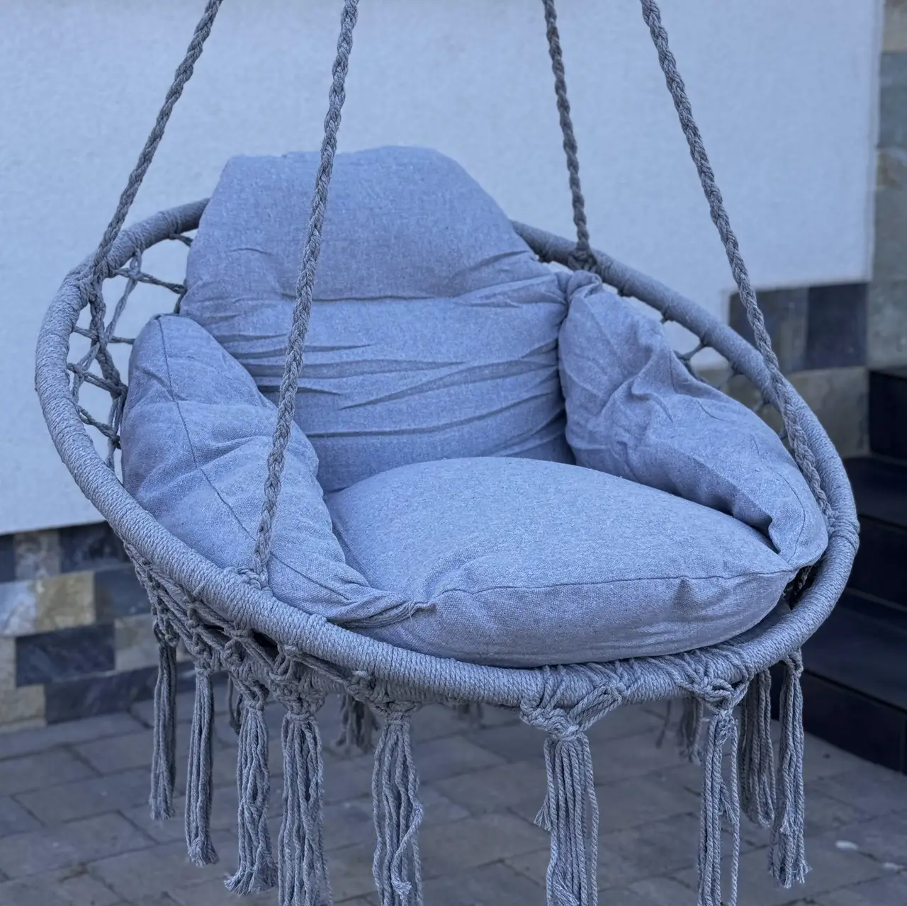 Крісло-гойдалка гніздо підвісне з подушкою DROM T1 бавовна Світло-сірий Крісло-гойдалка гніздо підвісне з подушкою DROM T1 бавовна Світло-сірий
