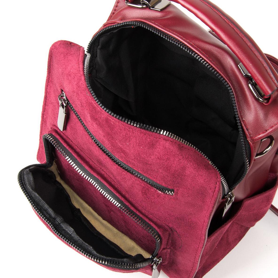 Женская модельная сумка-рюкзак из замша Fashion0463 Бордовый - фото 4