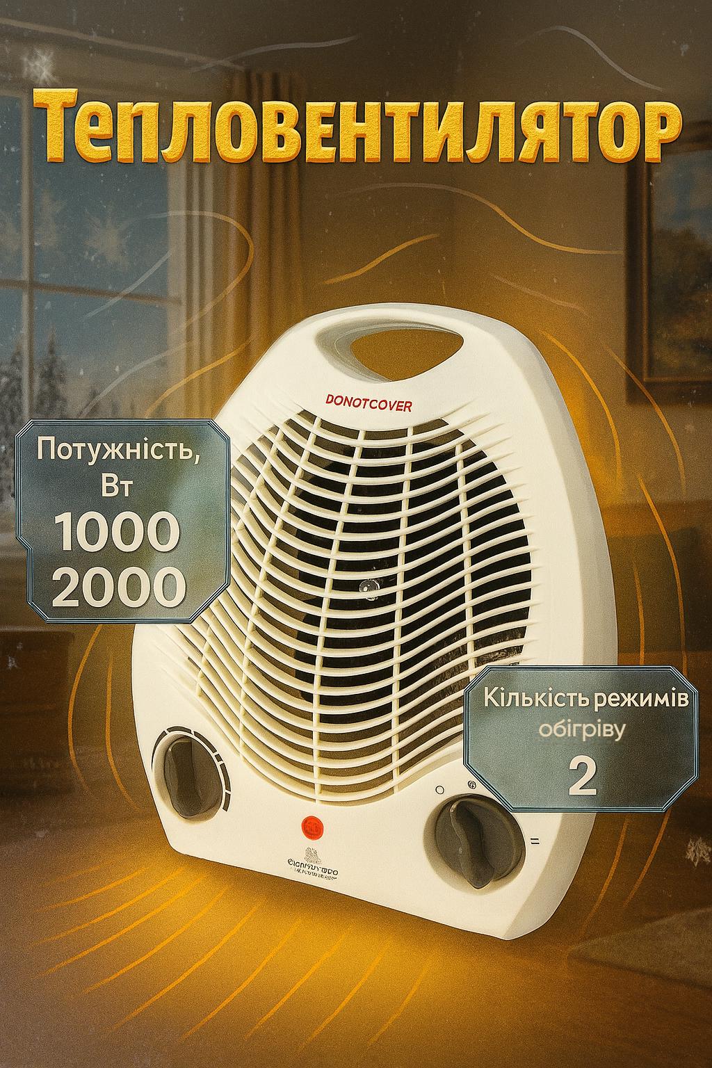 Тепловентилятор спиральный Crownberg CB-7747 1000/2000 Вт (28843563) - фото 2 Тепловентилятор спиральный Crownberg CB-7747 1000/2000 Вт (28843563) - фото 2