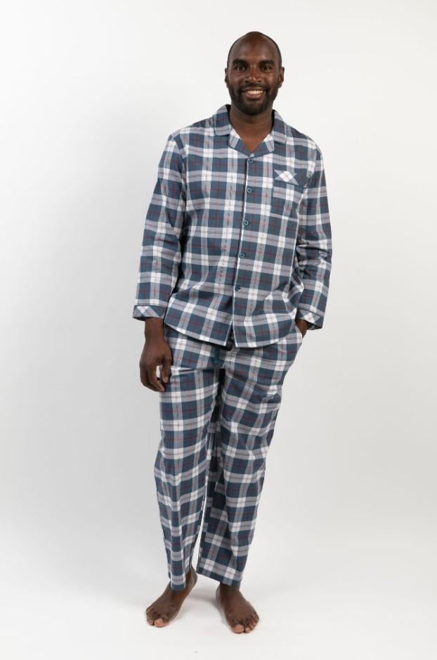 Брюки пижамные мужские Cyberjammies Jasper 6824 в клеточку XL Серо-синий (15629)