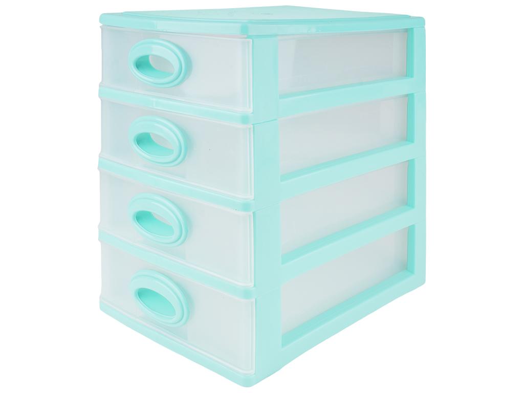 Стеллаж 4х-ярусный 27х19х27 см Бирюзовый (MCS-BK028-7)