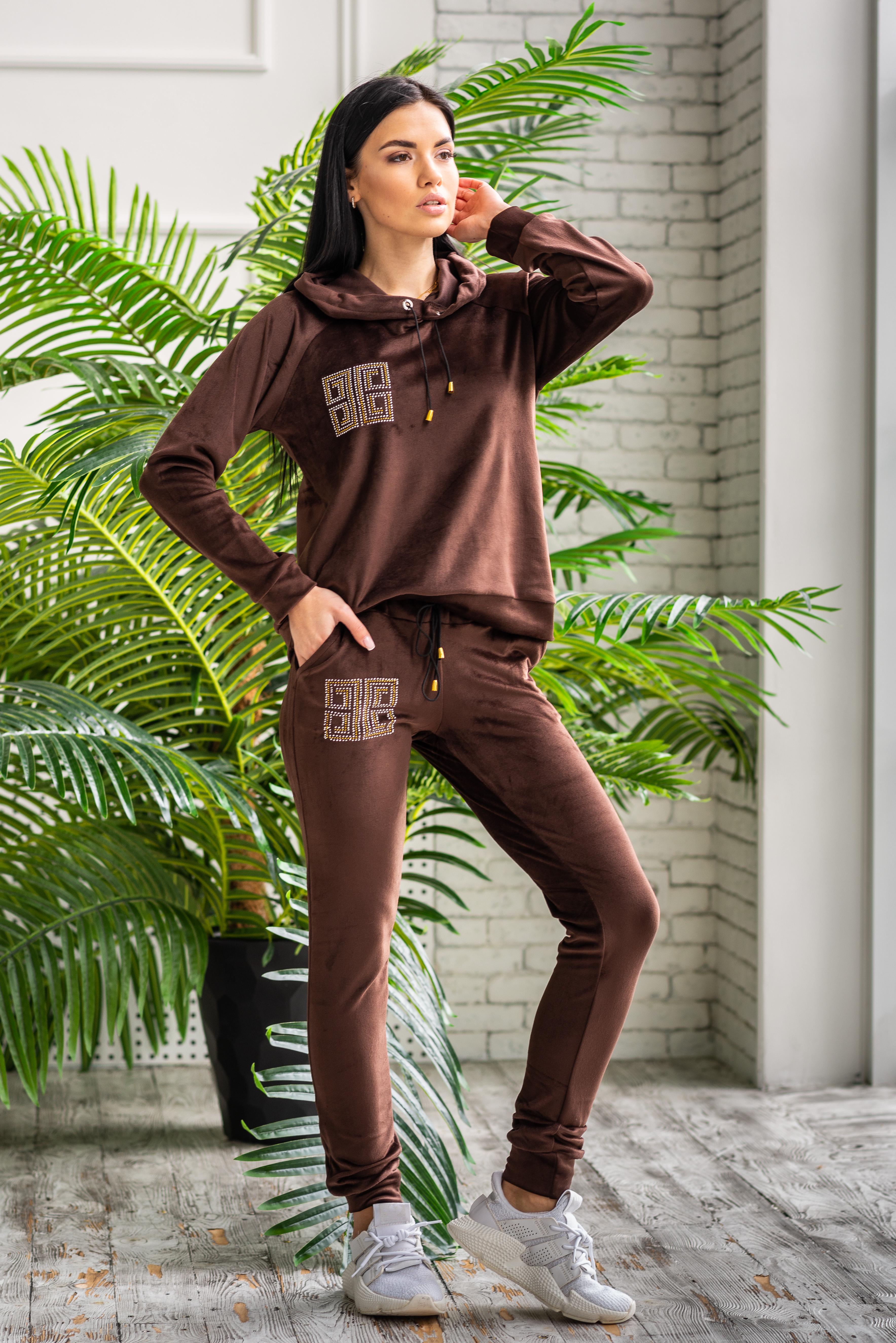 Костюм женский Fashions Sharon р. 54-56 Шоколадный (9158-ол)