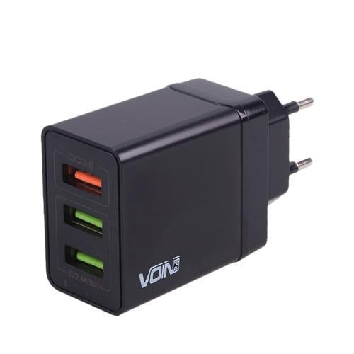 Мережевий зарядний пристрій VOIN 30W 3 USB QC3.0 (00000054197)