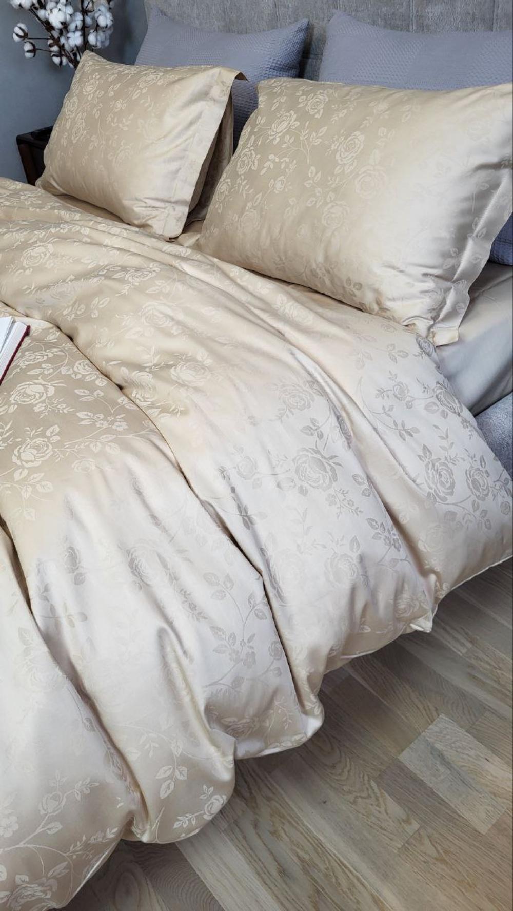 Комплект постельного белья Мир сатин жаккард Premium полуторный/наволочки 50х70/70х70 см Rose Beige (6152) - фото 6 Комплект постельного белья Мир сатин жаккард Premium полуторный/наволочки 50х70/70х70 см Rose Beige (6152) - фото 6