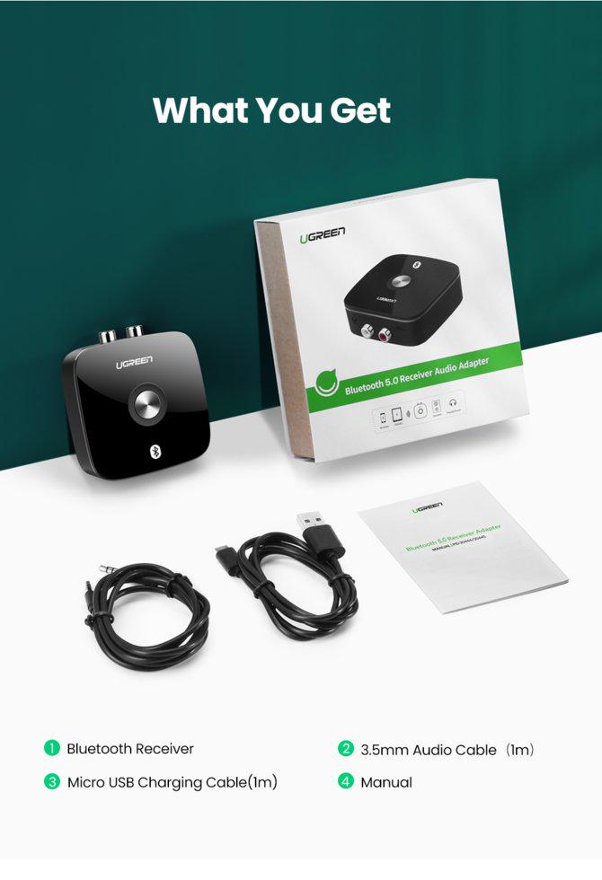 Адаптер Bluetooth UGREEN 2xRCA/3,5 мм Black (10399) - фото 15 Адаптер Bluetooth UGREEN 2xRCA/3,5 мм Black (10399) - фото 15