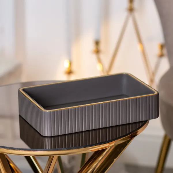 Салфетница из эко-кожи для дома и ресторана Серый - фото 5