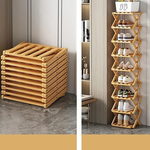Полка для обуви в прихожую из бамбука 4 яруса 54x26x26 см (C00276-1) - фото 3