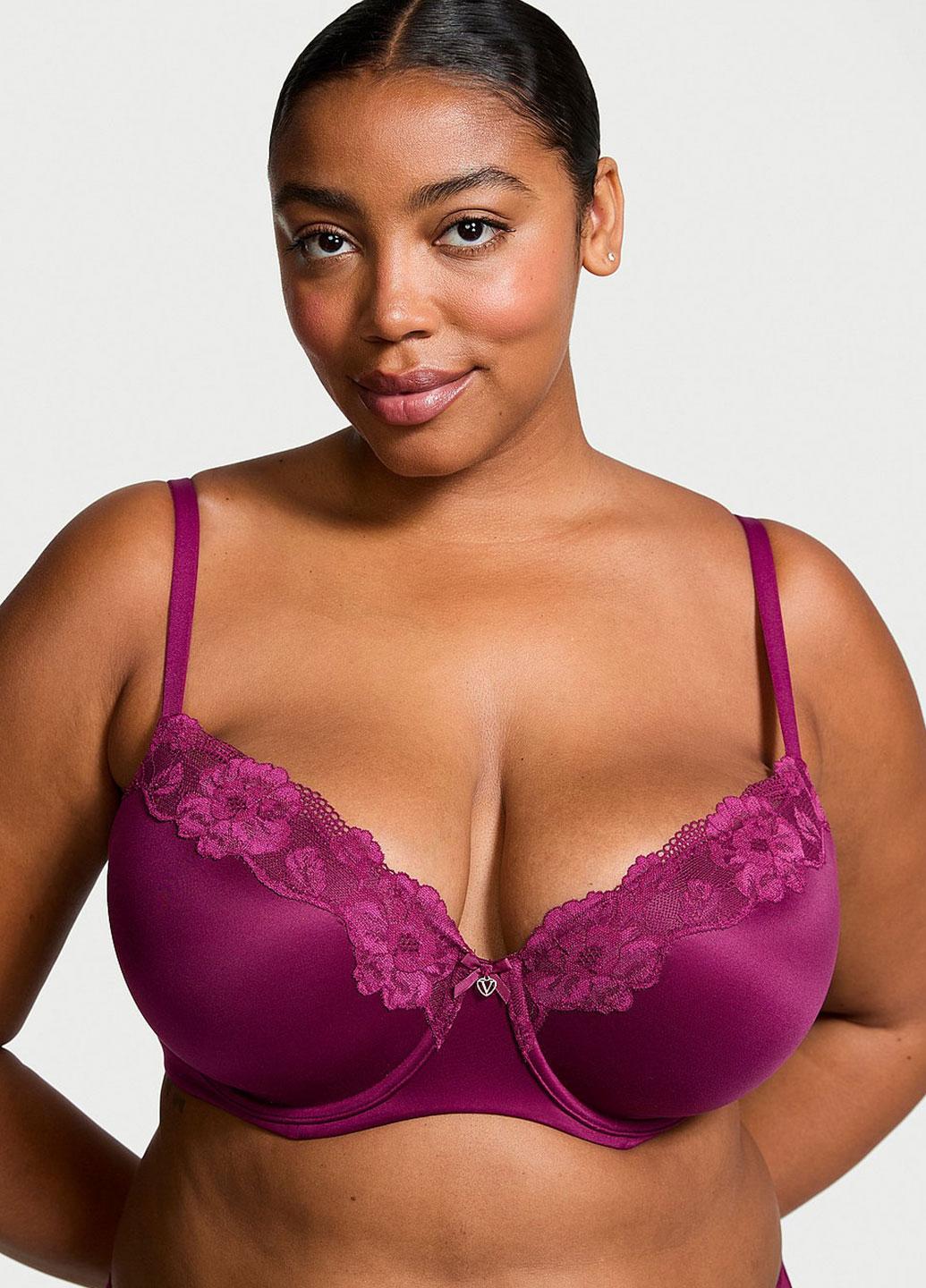 Бюстгальтер с кружевом Victoria's Secret Body by Victoria Lightly Lined Lace-Trim Demi р. 34A Бордовый (0418640QPQ34A)