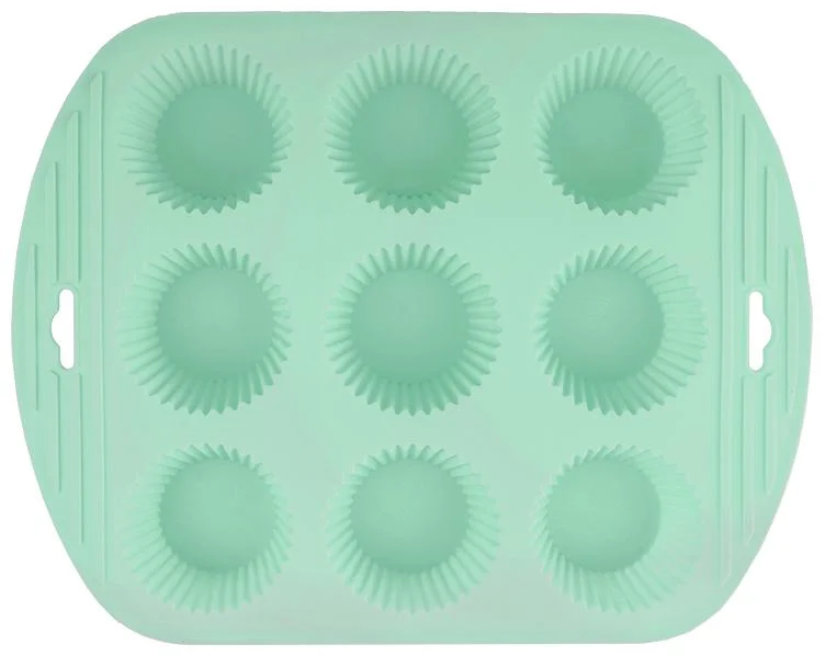 Форма силиконовая Stenson Кексы на 9 емкостей 5,5х5,5х2,8 см/27х21,6х3 см Зеленый (MMS-MH-3363)