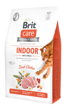 Сухой корм Brit Care Cat GF Indoor Anti-stress для кошек живущих в помещении 2 кг Курица