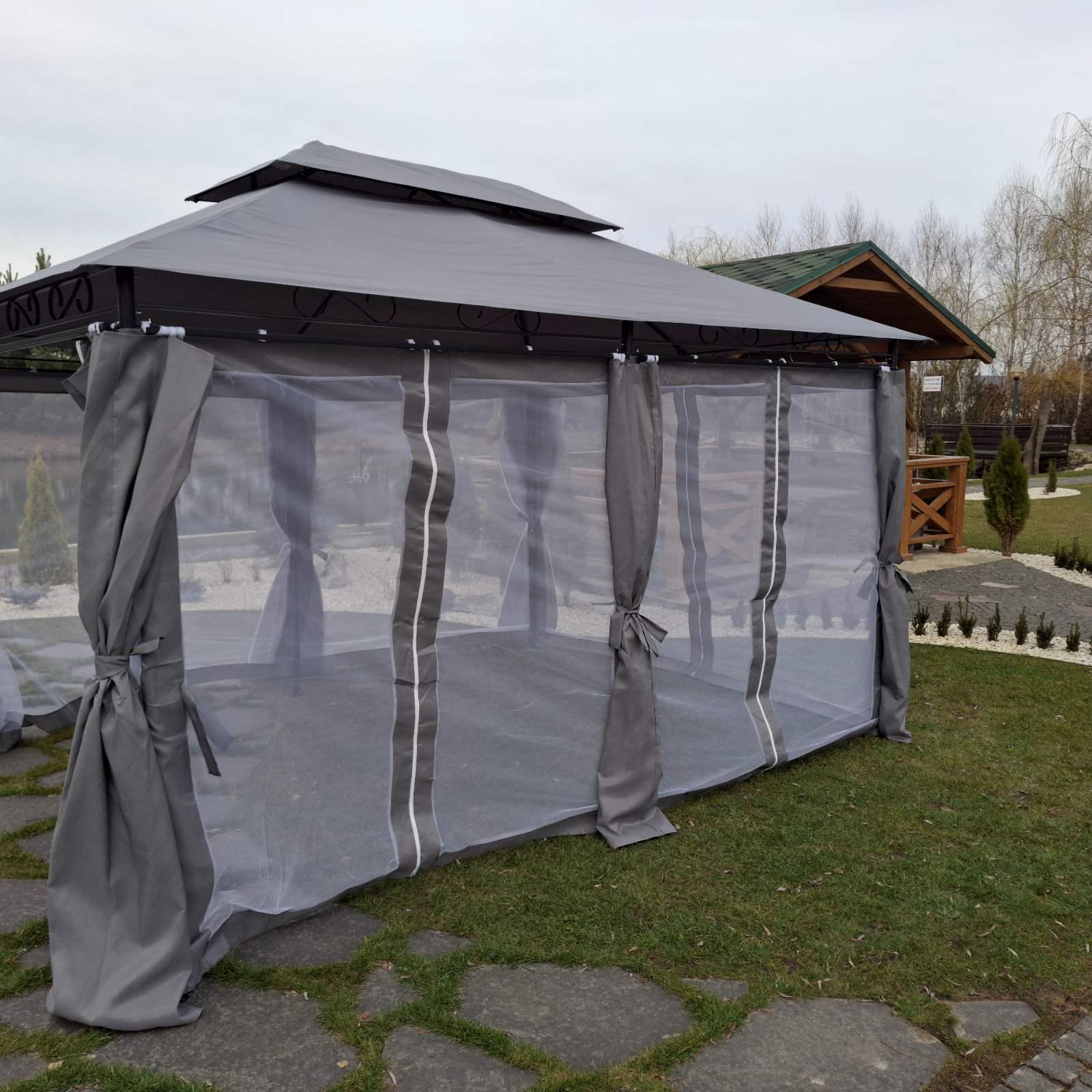 Павільйон садовий з москітною сіткою 3х4 м Сірий - фото 7 Павільйон садовий з москітною сіткою 3х4 м Сірий - фото 7