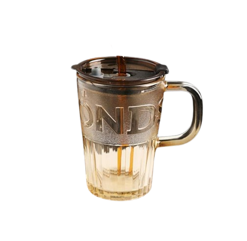 Склянка еко з термостійкого скла з багаторазовою трубочкою 400 мл Коричневий (2693105091) - фото 10