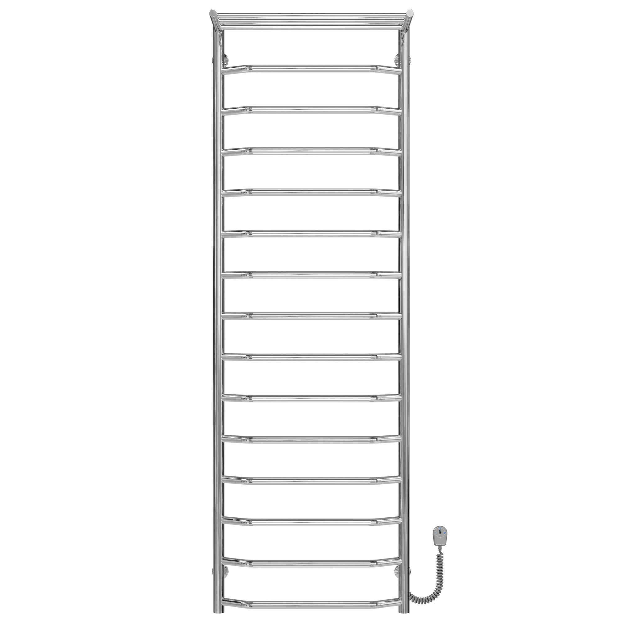 Полотенцесушитель электрический с полкой Deffi Трапеция П15 EF16 правое подключение нержавеющая сталь 500х1600 мм Хром (C.TP.160.50.15.ECR5)