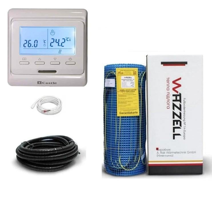 Тепла підлога електрична Wazzell EASYHEAT 4,0 м2 800 Вт під плитку з програматором готовий комплект