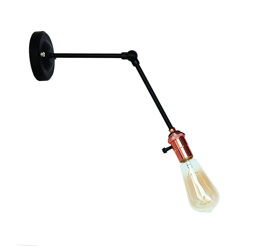 Бра Levistella Lofty довге з патроном AMP19 Чорний/Рожеве золото (1963530576)