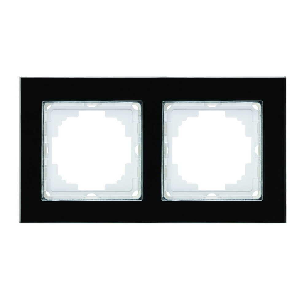 Рамка двухместная Nilson Alegra Черное стекло (25BL0092)