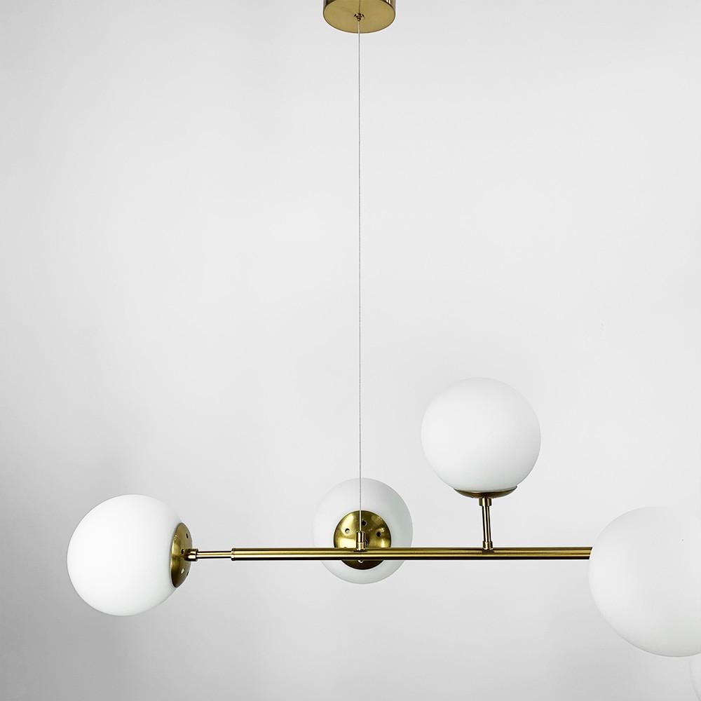 Люстра видовжена латунна на 6 плафонів кріплення в двух точках тип А (SGJ 7/6A AB+WT) - фото 3