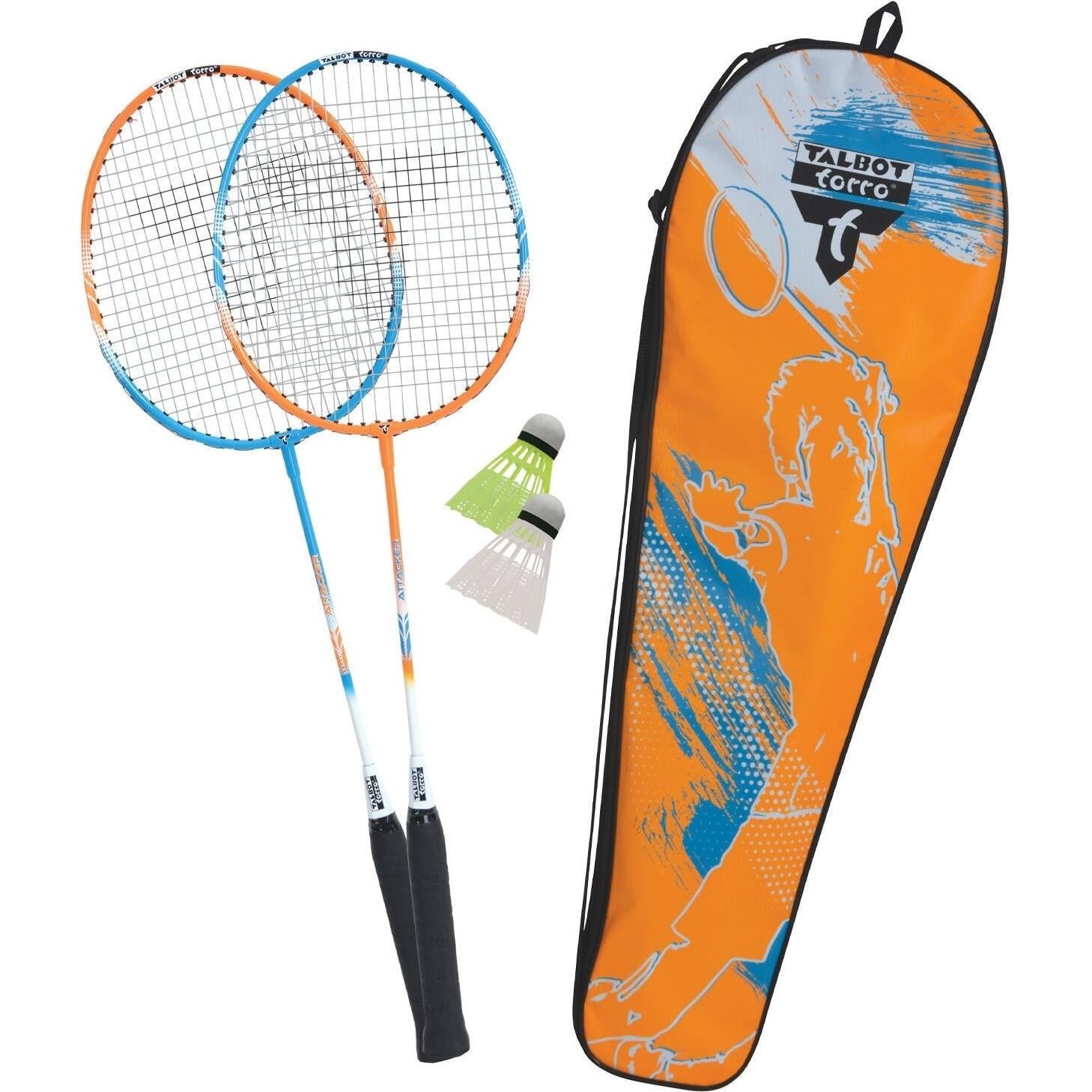 Набор для бадминтона Talbot BADMINTON SET 2-ATTACKER 2 ракетки/2 волана и чехол Оранжево-голубой (449411)