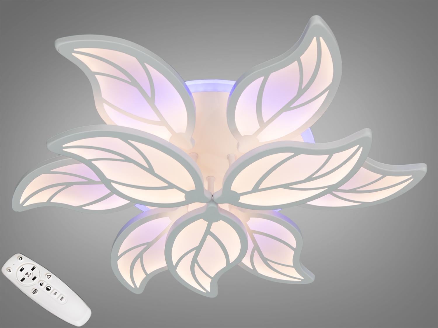 Люстра LED с димером 3-х цветной подсветкой 140W Белый (8028/6+3WH LED 3color)