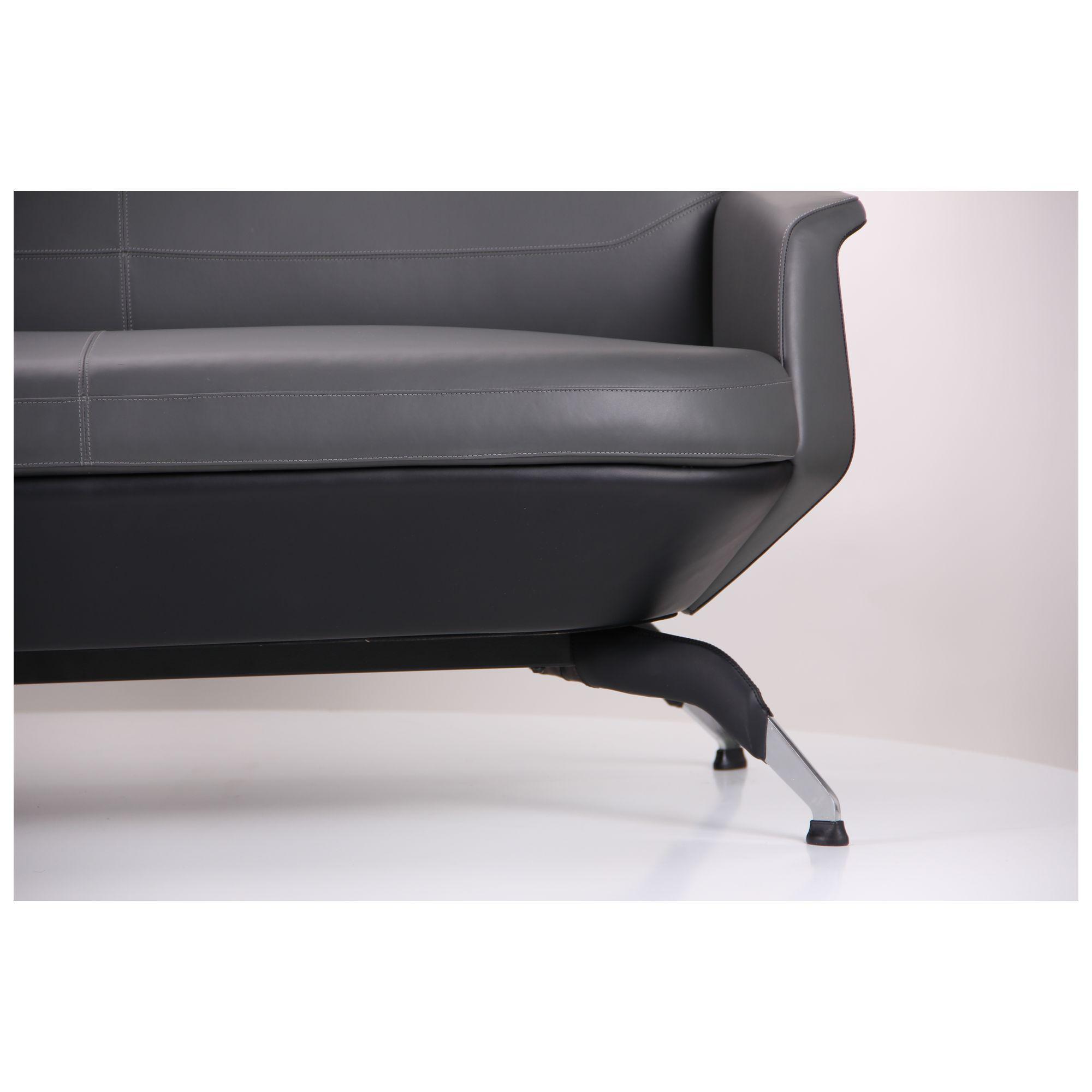 Диван AMF Absolute Grey/Black в офис/квартиру 780х1840х730 сталь/кожа Хром/Серый - фото 8 Диван AMF Absolute Grey/Black в офис/квартиру 780х1840х730 сталь/кожа Хром/Серый - фото 8