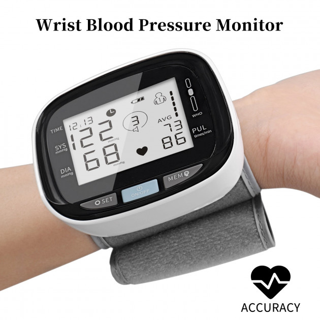 Тонометр портативний Wrist Blood C105L8 Чорно-білий (00266) - фото 4