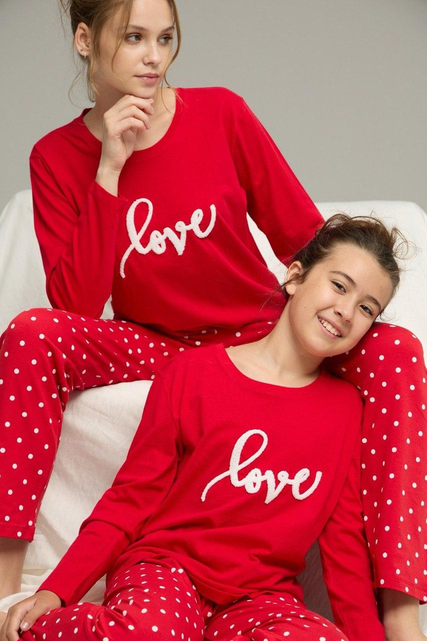 Пижама женская трикотажная Love L Красный (SS41137-А) - фото 2 Пижама женская трикотажная Love L Красный (SS41137-А) - фото 2